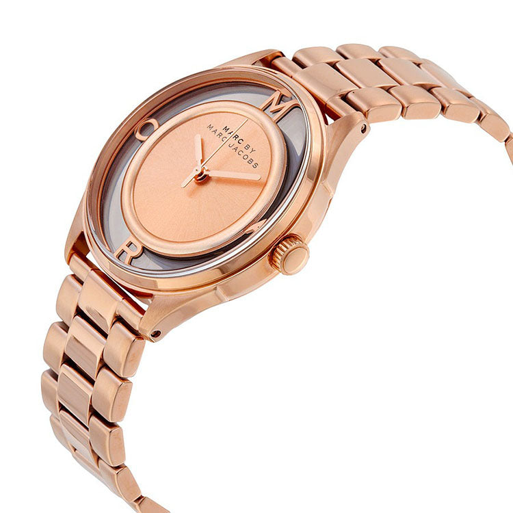 Marc Jacobs Tether Transparent Rose Gold Dial Rose Gold Steel Strap Watch for Women - MBM3414 Buy Now By Marc Jacobs