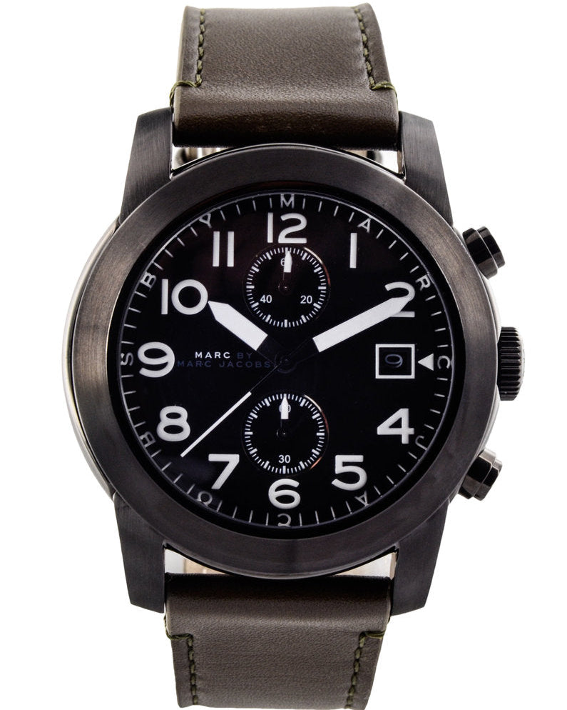 Marc Jacobs Larry Chronograph Black Dial Grey Leather Strap Watch for Men - MBM5034 Buy Now By Marc Jacobs