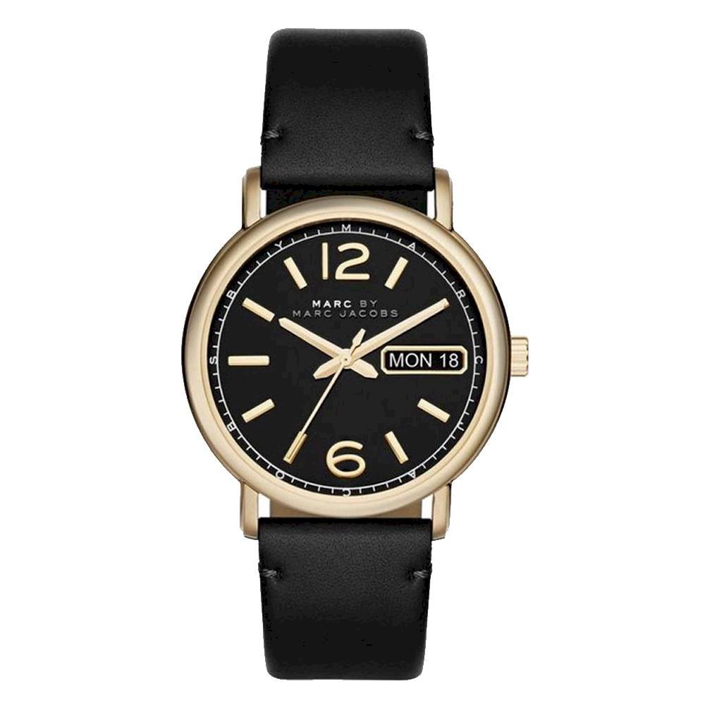 Marc Jacobs Fergus Black Dial Black Leather Strap Watch for Women - MBM8651 Buy Now By Marc Jacobs
