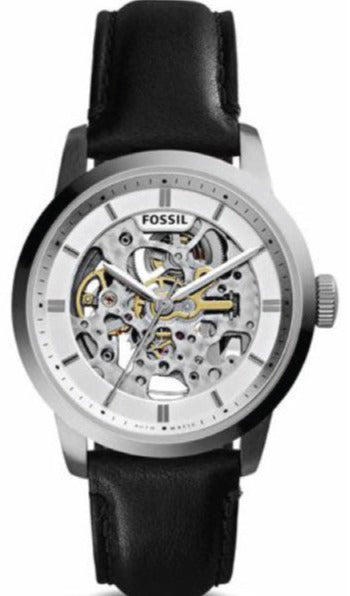 Fossil Townsman Automatic Skeleton White Dial Black Leather Strap Watch for Men - ME3085 Buy Now By Fossil