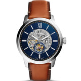 Fossil Townsman Automatic Skeleton Blue Dial Brown Leather Strap Watch for Men - ME3154 Buy Now By Fossil