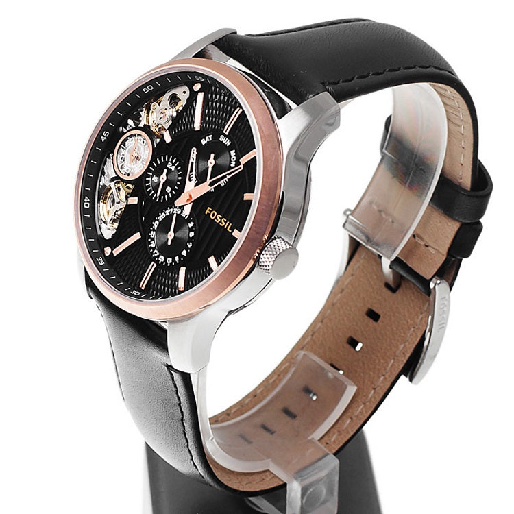 Fossil Twist Multi-Function Chronograph Black Dial Black Leather Strap Watch for Men - ME1099 Buy Now By Fossil