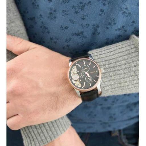 Fossil Twist Multi-Function Chronograph Black Dial Black Leather Strap Watch for Men - ME1099 Buy Now By Fossil