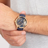 Fossil Townsman Twist Skeleton Blue Dial Blue Leather Strap Watch for Men - ME1138 Buy Now By Fossil