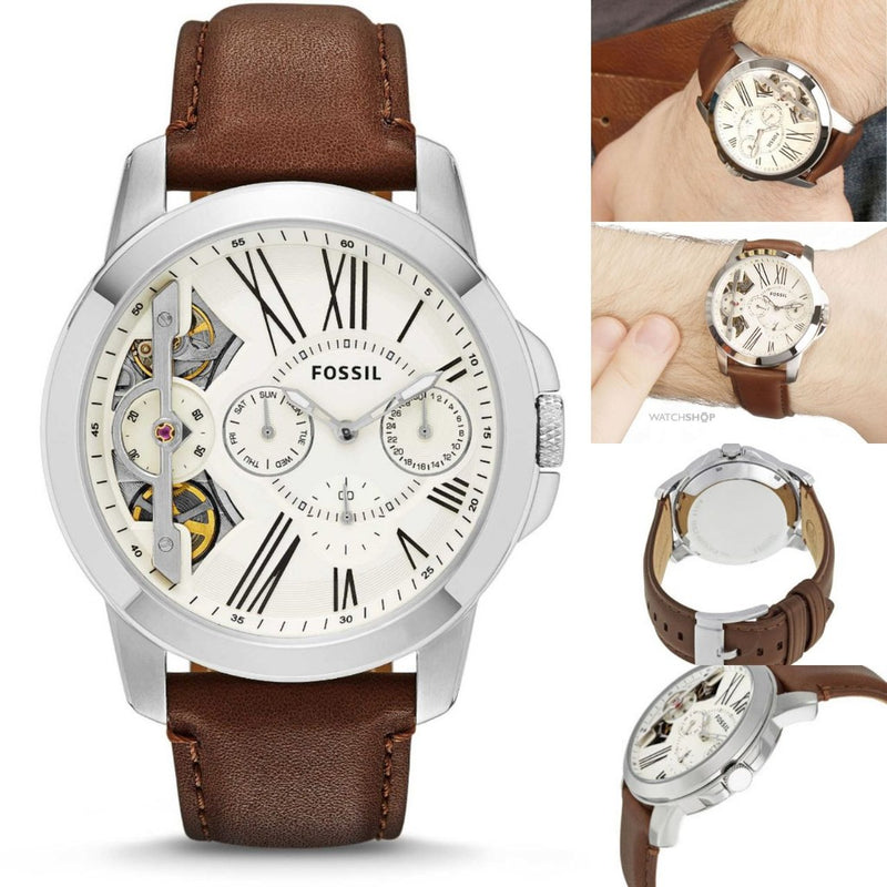 Fossil Grant Twist Multi-Function White Dial Brown Leather Strap Watch for Men - ME1144 Buy Now By Fossil