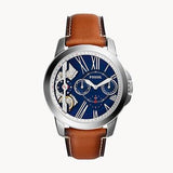 Fossil Grant Twist Multifunction Blue Dial Brown Leather Strap Watch for Men - ME1161 Buy Now By Fossil