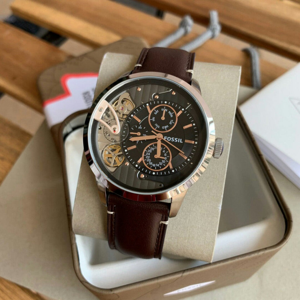 Fossil Townsman Automatic Black Dial Brown Leather Strap Watch for Men - ME1163 Buy Now By Fossil