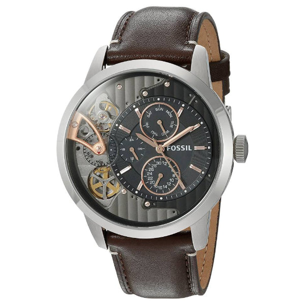 Fossil Townsman Automatic Black Dial Brown Leather Strap Watch for Men - ME1163 Buy Now By Fossil