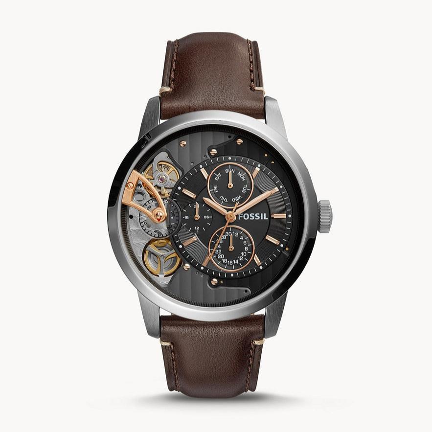 Fossil Townsman Automatic Black Dial Brown Leather Strap Watch for Men - ME1163 Buy Now By Fossil