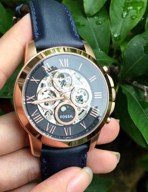 Fossil Grant Automatic Blue Dial Blue Leather Strap Watch for Men - ME3029 Buy Now By Fossil