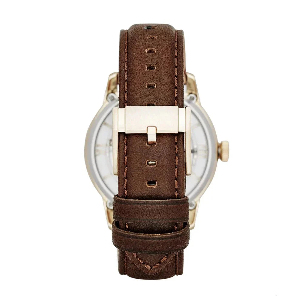 Fossil Townsman Automatic Skeleton Gold Dial Brown Leather Strap Watch for Men - ME3043 Buy Now By Fossil