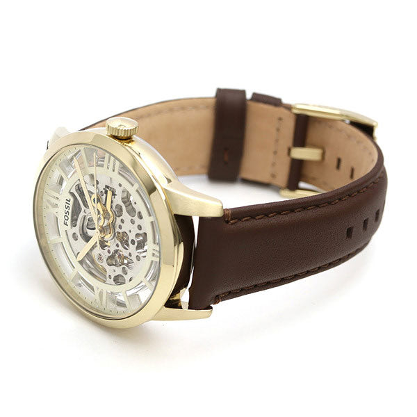 Fossil Townsman Automatic Skeleton Gold Dial Brown Leather Strap Watch for Men - ME3043 Buy Now By Fossil