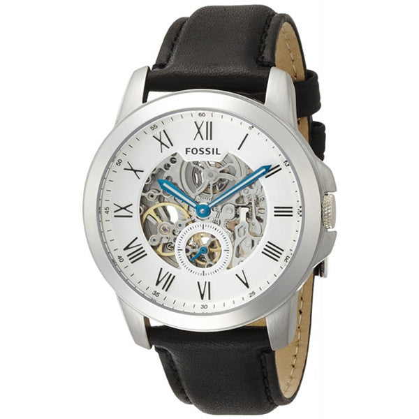 Fossil Grant Skeleton White Dial Black Leather Strap Watch for Men - ME3053 Buy Now By Fossil