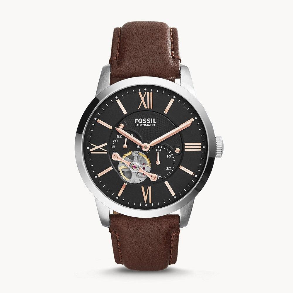 Fossil Townsman Automatic Black Dial Brown Leather Strap Watch for Men - ME3061 Buy Now By Fossil