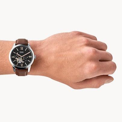 Fossil Townsman Automatic Black Dial Brown Leather Strap Watch for Men - ME3061 Buy Now By Fossil
