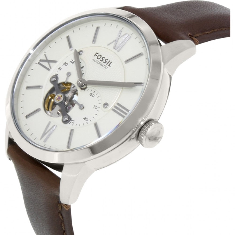 Fossil Townsman Automatic White Dial Brown Leather Strap Watch for Men - ME3064 Buy Now By Fossil