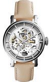 Fossil Boyfriend Automatic Skeleton Silver Dial White Leather Strap Watch for Women - ME3069 Buy Now By Fossil