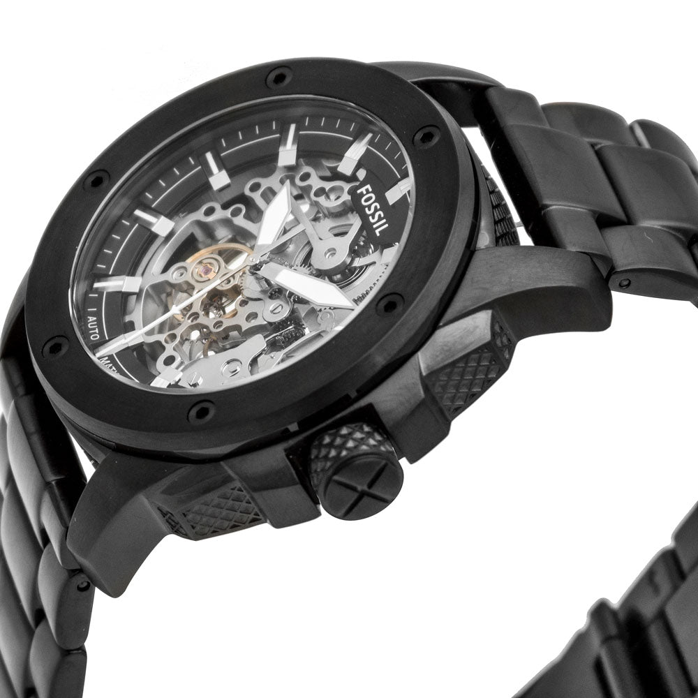Fossil Modern Machine Automatic Silver Dial Black Steel Strap Watch for Men - ME3080 Buy Now By Fossil