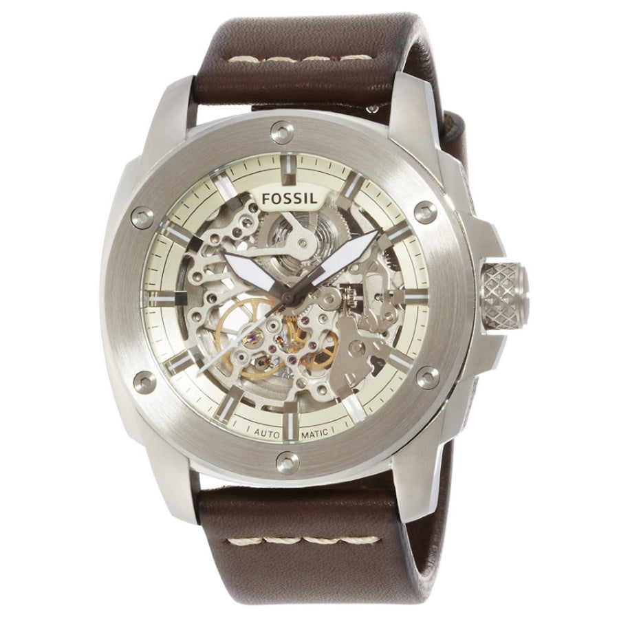 Fossil Modern Machine Automatic Skeleton White Dial Brown Leather Strap Watch for Women - ME3083 Buy Now By Fossil