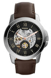 Fossil Grant Automatic Skeleton Black Dial Brown Leather Strap Watch for Men - ME3095 Buy Now By Fossil