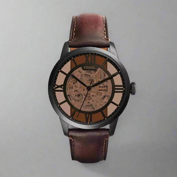 Fossil Townsman Automatic Skeleton Brown Dial Brown Leather Strap Watch for Men - ME3098 Buy Now By Fossil