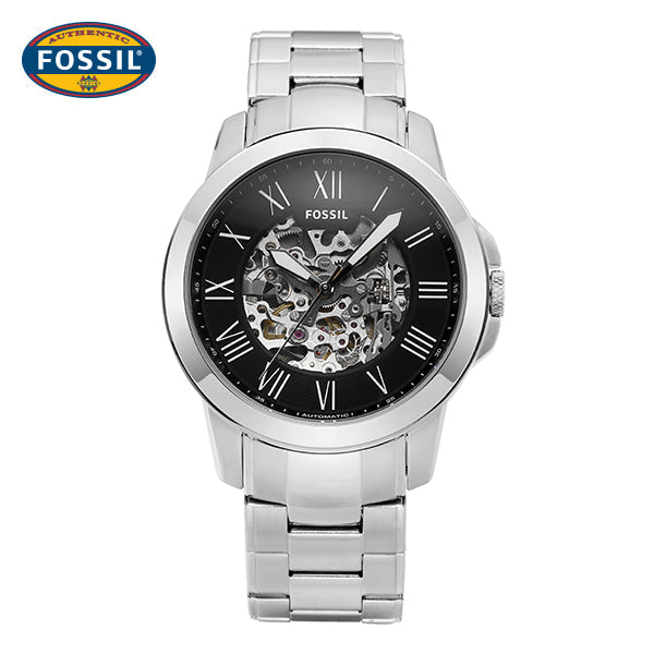 Fossil Grant Automatic Skeleton Black Dial Silver Steel Strap Watch for Men - ME3103 Buy Now By Fossil