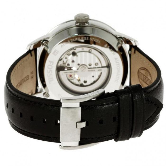 Fossil Townsman Automatic White Dial Black Leather Strap Watch for Men - ME3104 Buy Now By Fossil