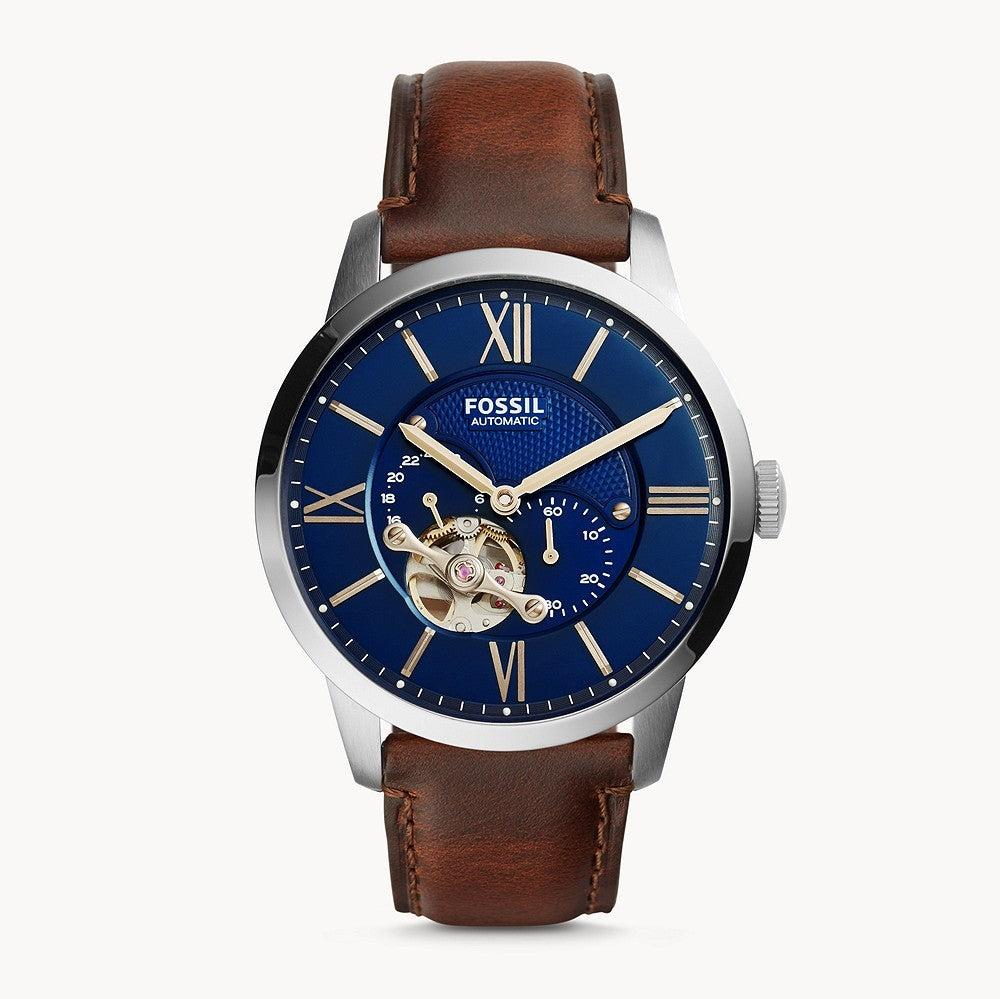Fossil Townsman Automatic Blue Dial Brown Leather Strap Watch for Men - ME3110 Buy Now By Fossil