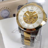 Fossil Grant Automatic Skeleton White Dial Two Tone Steel Strap Watch for Men - ME3112 Buy Now By Fossil