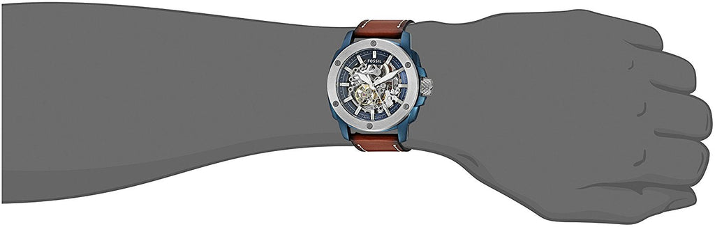 Fossil Modern Machine Automatic Skeleton Silver Dial Brown Leather Strap Watch for Men - ME3135 Buy Now By Fossil
