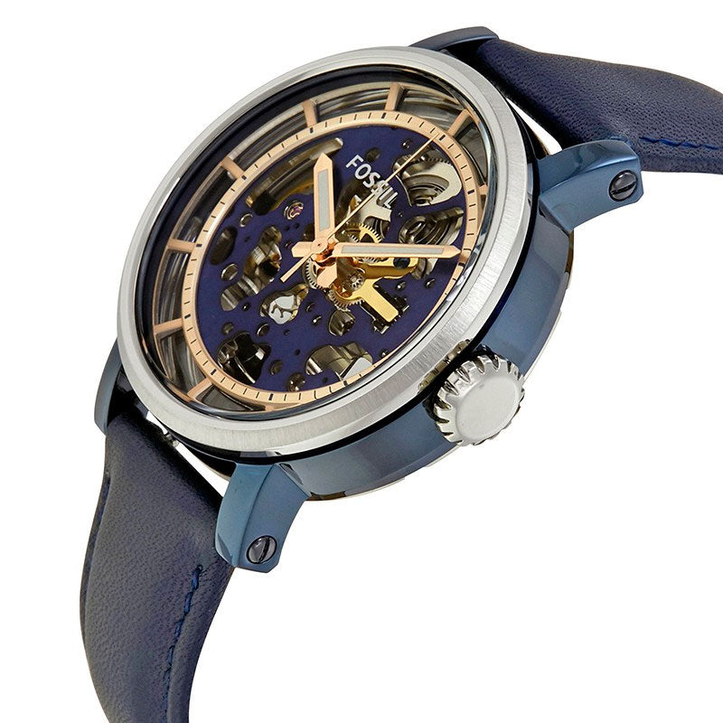 Fossil Boyfriend Skeleton Blue Dial Blue Leather Strap Watch for Women - ME3136 Buy Now By Fossil