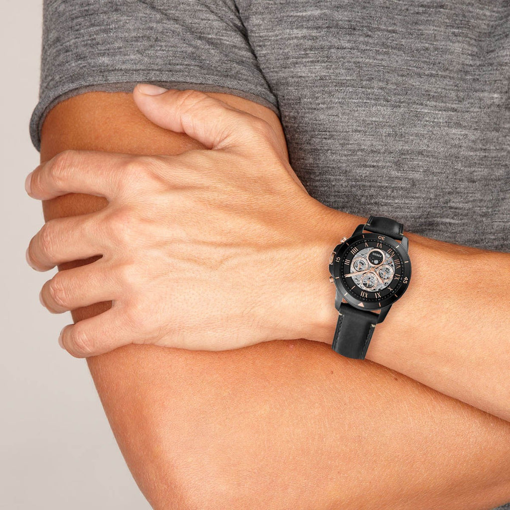 Fossil Grant Sport Automatic Skeleton Black Dial Black Leather Strap Watch for Men - ME3138 Buy Now By Fossil