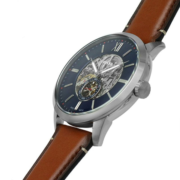 Fossil Townsman Automatic Skeleton Blue Dial Brown Leather Strap Watch for Men - ME3154 Buy Now By Fossil