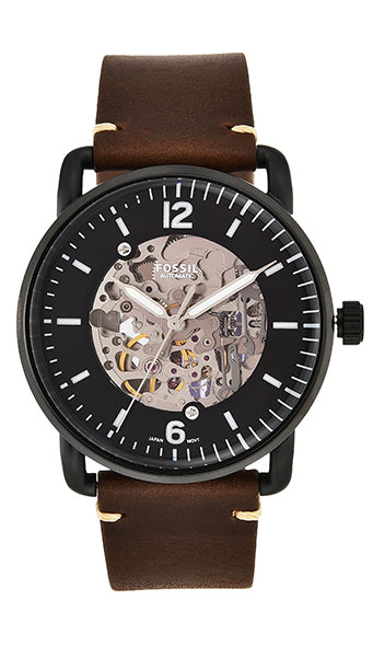 Fossil Commuter Automatic Black Dial Brown Leather Strap Watch for Men - ME3158 Buy Now By Fossil