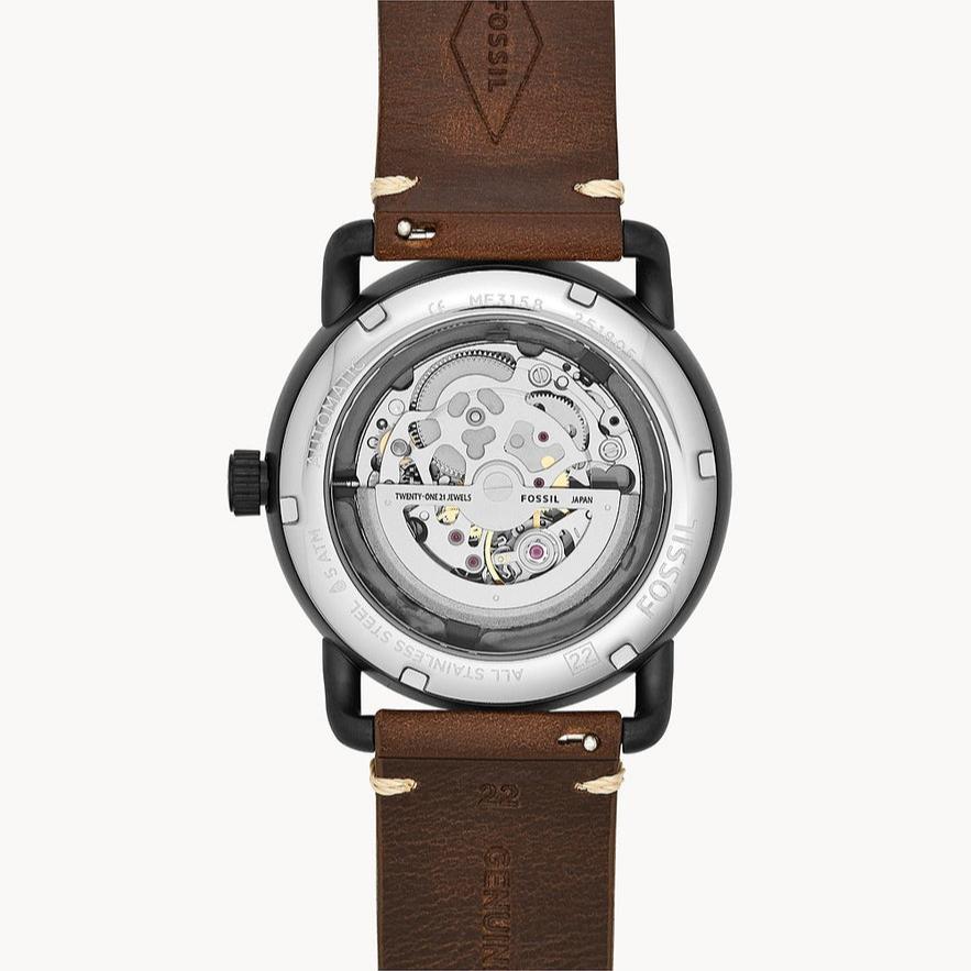 Fossil Commuter Automatic Black Dial Brown Leather Strap Watch for Men - ME3158 Buy Now By Fossil