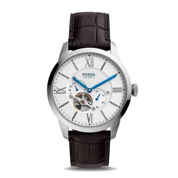 Fossil Townsman Automatic Chronograph White Dial Blue Leather Strap Watch for Men - ME3167 Buy Now By Fossil