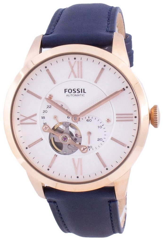 Fossil Townsman Automatic White Dial Navy Blue Leather Strap Watch for Men - ME3171 Buy Now By Fossil