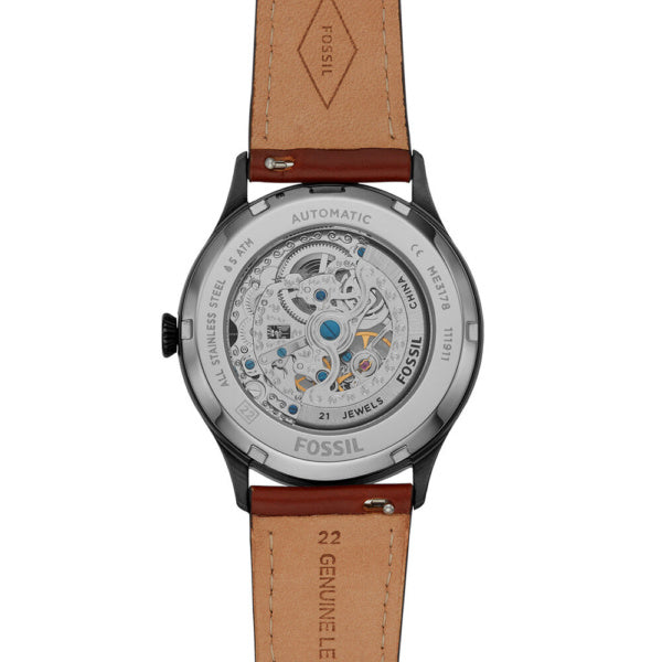 Fossil Forrester Automatic Skeleton Grey Dial Brown Leather Strap Watch for Men - ME3178 Buy Now By Fossil