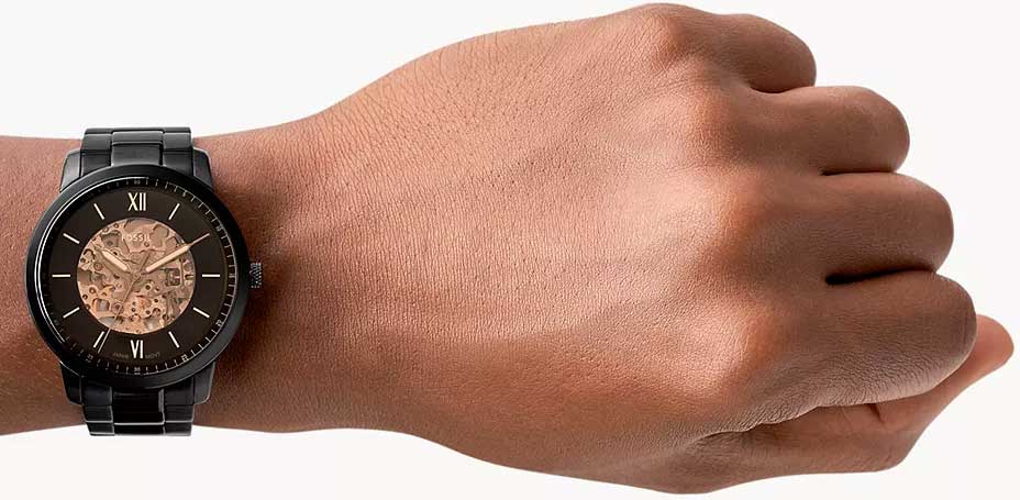 Fossil Neutra Automatic Skeleton Black Dial Black Steel Strap Watch for Men - ME3183 Buy Now By Fossil