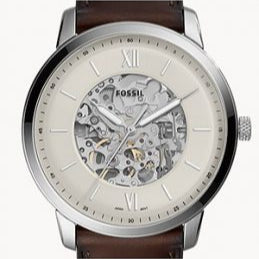Fossil Neutra Automatic Skeleton White Dial Brown Leather Strap Watch for Men - ME3184 Buy Now By Fossil