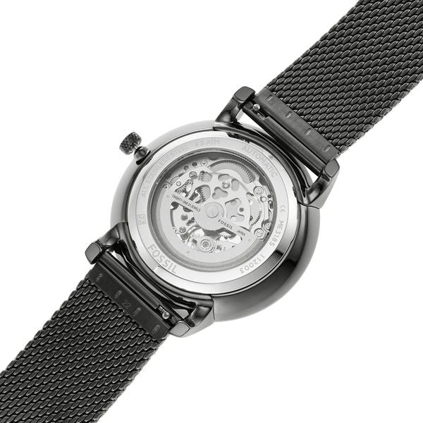 Fossil Neutra Automatic Skeleton Black Dial Grey Mesh Strap Watch for Men - ME3185 Buy Now By Fossil