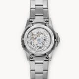 Fossil FB-01 Automatic Skeleton Black Dial Silver Steel Strap Watch for Men - ME3190 Buy Now By Fossil