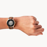 Fossil Neutra Automatic Skeleton Black Dial Brown Leather Strap Watch for Men - ME3195 Buy Now By Fossil