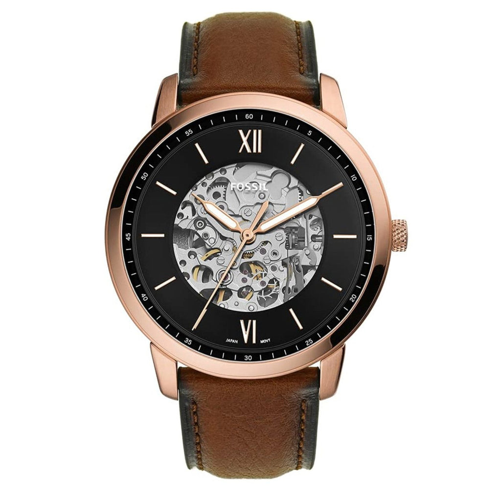 Fossil Neutra Automatic Skeleton Black Dial Brown Leather Strap Watch for Men - ME3195 Buy Now By Fossil