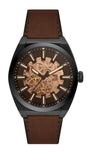 Fossil Everett Automatic Analog Black Dial Brown Leather Strap Watch for Men - ME3207 Buy Now By Fossil