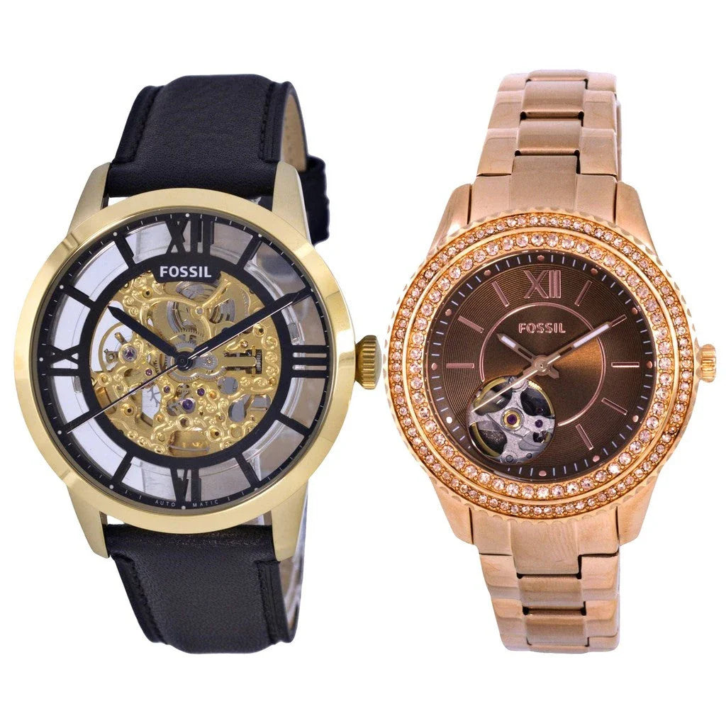 Fossil Townsman Automatic Skeleton Black Dial Black Leather Strap Watch for Men - ME3210 Buy Now By Fossil