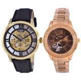 Fossil Townsman Automatic Skeleton Black Dial Black Leather Strap Watch for Men - ME3210 Buy Now By Fossil