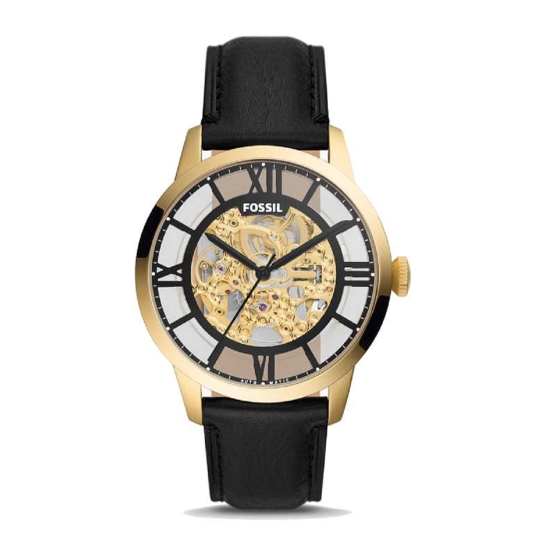Fossil Townsman Automatic Skeleton Black Dial Black Leather Strap Watch for Men - ME3210 Buy Now By Fossil