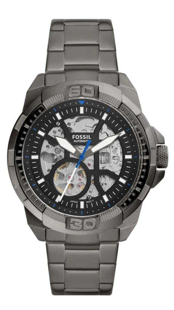 Fossil Bronson Automatic Skeleton Black Dial Grey Steel Strap Watch for Men - ME3218 Buy Now By Fossil