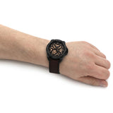 Fossil Bronson Automatic Skeleton Black Dial Brown Leather Strap Watch for Men - ME3219 Buy Now By Fossil
